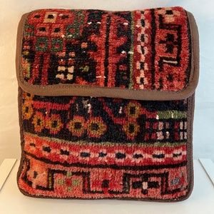 Vintage/Retro Moroccan/Afghan Rug/Carpet Bag - Faux Leather Trim - 80% OFF SALE!